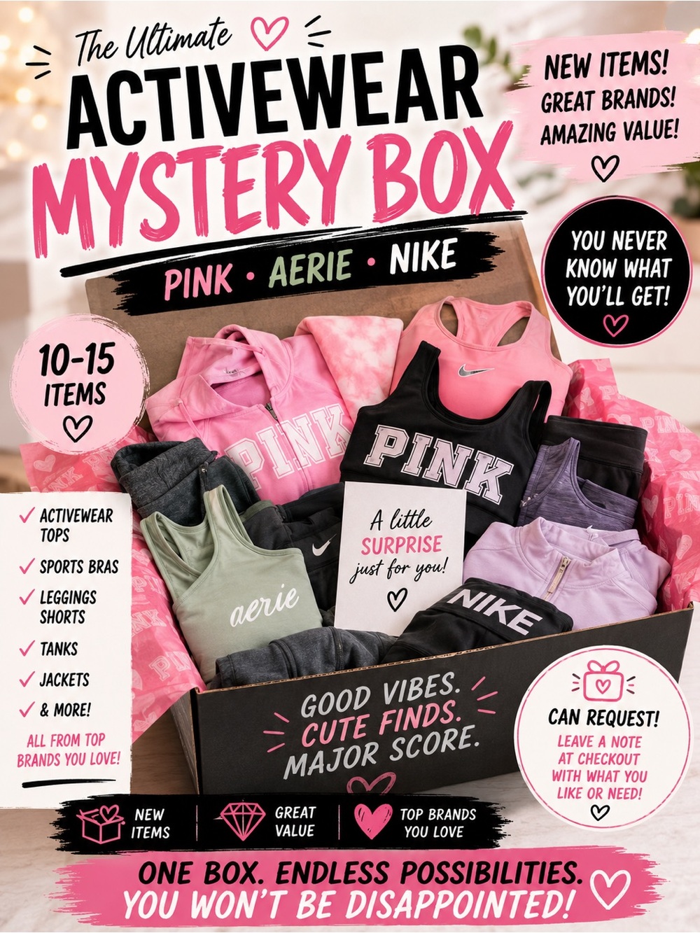 Activewear Mystery Box - Pink, Black, Lavender, Olive
